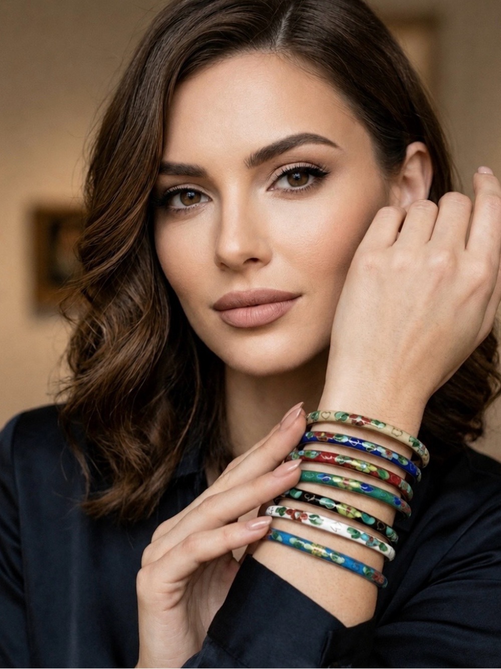 🧧🎎🪭 MultiColored Chinese Cloisonné Bracelet Set 🪭🎎🧧